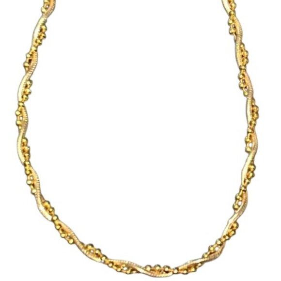 Sterling Silver & Gold Vermeil Twisted Chains Italy 925 Necklace 18" - LNC - Picture 5 of 8